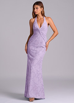 Azazie Valerie 신부 들러리 드레스 인어 주름진 플로럴 번아웃 바닥 길이 드레스 image4