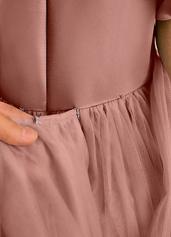 Azazie Cocoa Abiti da Ragazza di Fiori Abito Principessa in Tulle Plissettato Cedro Rosa image10