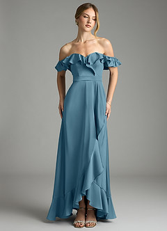 Azazie Lyra Bridesmaid Dresses Bermuda A-Line Off the Shoulder Stretch Satin Convertible Dress image1