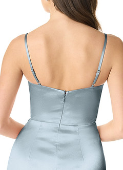 Azazie Sukia Final Sale Dusty Blue Mermaid Pleated Metallic Satin Dress image5