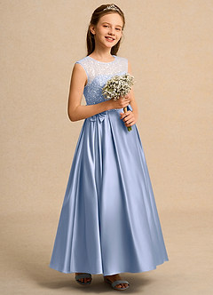 Azazie Candy Girl vestidos de niña de las flores Vestido de Hielo de Satin Mate de Princesa con Lazo image4