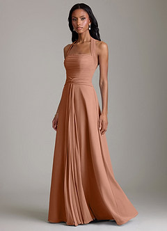 Azazie Clarisa Vestidos de damas de honor Vestido de Bronceador de Gasa de Corte en A con Plisado image6