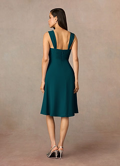 Azazie Olivia Mother of the Bride Dresses Pine A-Line Square Neckline Pleated Chiffon Dress image5