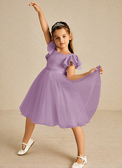 Azazie Kaeya Flower Girl Dresses Wisteria A-Line Bow Tulle Dress image2