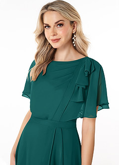 Azazie Aaliyah Modest Bridesmaid Dresses A-Line Scoop Pleated Chiffon Floor-Length Dress image5