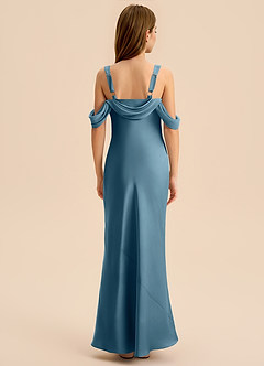 Azazie Bellalina Junior Bermuda Mermaid Pleated Stretch Satin Dress image2