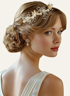 front Couronne de tête de perle florale de style princesse