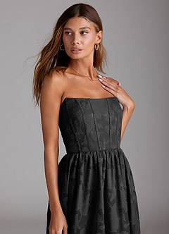 Delphina Black Lace-up Back Midi Dress image3