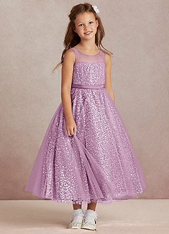 Azazie Siwa Flower Girl Dresses Wisteria A-Line Beaded Tulle Dress image2