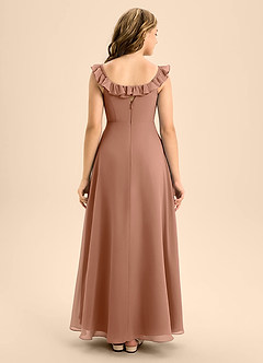 Azazie Callie Junior Abito A-Line in Chiffon Increspato Bronzo image2