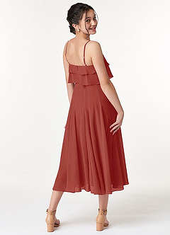 Azazie Ensley Junior Terracotta A-Line Pleated Chiffon Dress image6