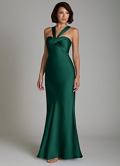 Azazie Zaria Bridesmaid Dresses Emerald Mermaid Sweetheart Neckline Stretch Satin Dress image6