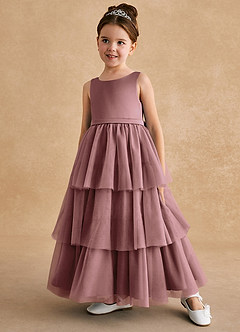 Azazie Megallie Flower Girl Dresses Vintage Mauve A-Line Bow Tulle Dress image2