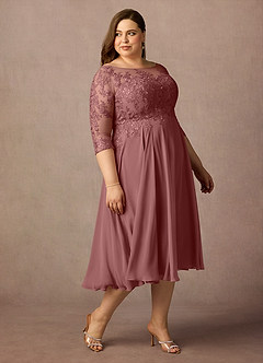Azazie Marge Mother of the Bride Dresses Desert Rose A-Line Scoop Lace Chiffon Dress image10