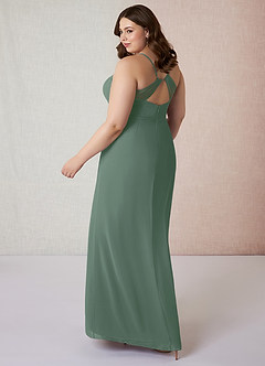 Azazie Blink Final Sale Eucalyptus Sheath V-Neck Chiffon Dress image9