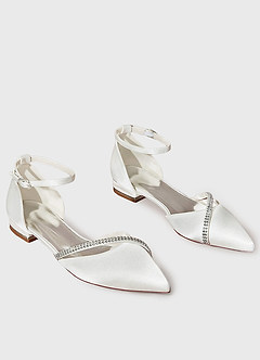 front Satin Crystal Strap Flats