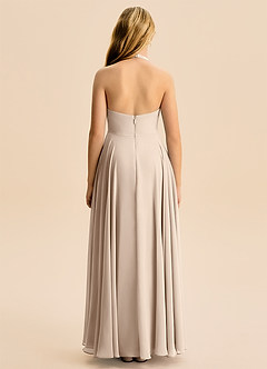 Azazie Kady Junior Taupe A-Line Sweetheart Neckline Chiffon Dress image2