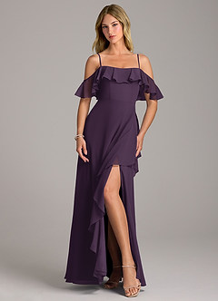 Azazie Aubrie Vente Finale Robe Trapèze en Mousseline de soie Épaule décolletée Eucalyptus image4