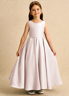 Azazie Mapel Blumenmädchenkleider Ballkleid Plissee Matte Satin Kleid Blassrosa image6