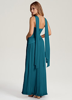 Azazie Tierney Bridesmaid Dresses Ink Blue A-Line Strapless Chiffon Convertible Dress image4