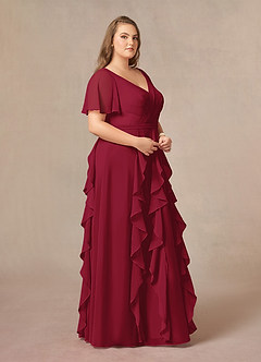 Azazie Watson Mother of the Bride Dresses Burgundy A-Line V-Neck Chiffon Dress image9