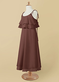 Azazie Temi Flower Girl Dresses Espresso A-Line Spaghetti Strap Chiffon Dress image12