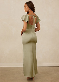 Christian Siriano Bridal for Azazie 1005 Bridesmaid Dresses Moss Green Sheath Sweetheart Neckline Stretch Satin Dress image2