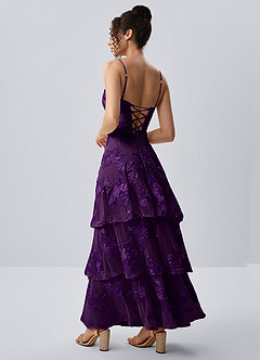 Araceli Plum Stretch 3D Flowers Lace Maxi Dress image2