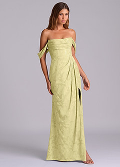 Azazie Johana Bridesmaid Dresses Lemon Sorbet Mermaid Off the Shoulder Floral Burnout Convertible Dress image5