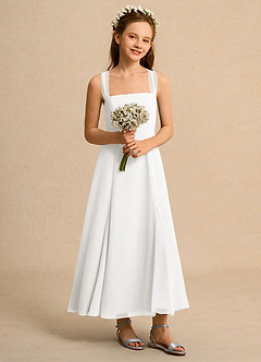 Azazie Tater Junior Formal vestidos de niña de las flores Vestido de Marfil de Gasa de Corte En A con Plisado image5