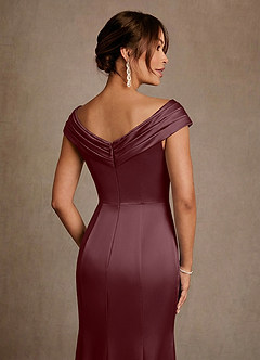 Azazie Aberdeen Mother of the Bride Dresses Sangria Sheath Pleated Stretch Satin Dress image5