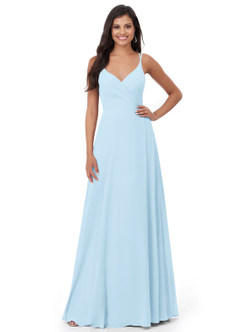Azazie Lennon Bridesmaid Dresses Sky Blue A-Line Lace Chiffon Dress image5