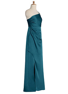 Azazie Eren Junior Ink Blue Sheath Pleated Stretch Satin Dress image8