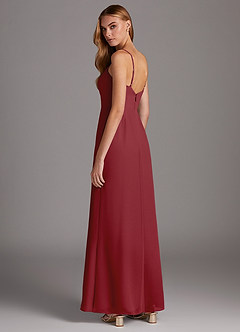 Azazie Tayla Final Sale Pomegranate Sheath Chiffon Dress image2