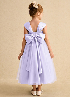 Azazie Chickadee Flower Girl Dresses Lilac Ball-Gown Sweetheart Neckline Matte Satin Dress image3