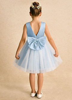 Azazie Esme Robe Demoiselle D'honneur Fillette Robe Princesse en Tulle Arc Poudre Bleue image8