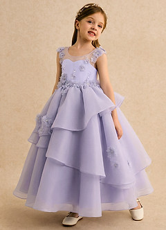 Azazie Mimie Flower Girl Dresses Lavender Ball-Gown Sweetheart Neckline Organza Dress image3