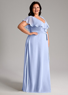 Azazie Lainey Bridesmaid Dresses Ice A-Line with Pockets Chiffon Dress image12