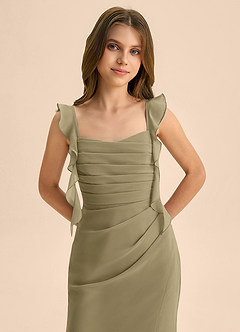 Azazie Jessamine Junior Moss Green Mermaid Sweetheart Neckline Chiffon Dress image7