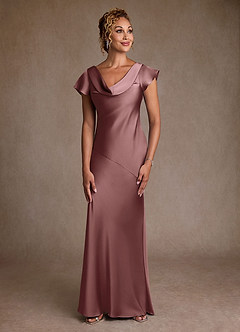 Azazie Shelby Final Sale Vintage Mauve Mermaid Pleated Stretch Satin Dress image1