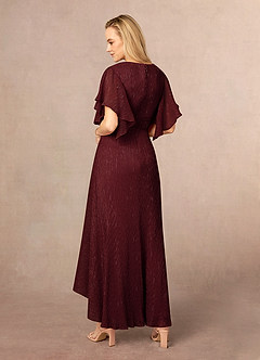 Azazie Mollina vestidos de madre de la novia Vestido de Rubí de Malla Metálica de Corte En A con Manga con volantes image3