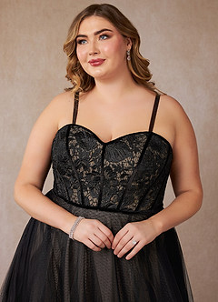Azazie Persephone Hochzeitskleider Ballkleid Spitze Tüll Kleid Schwarz Nude image17