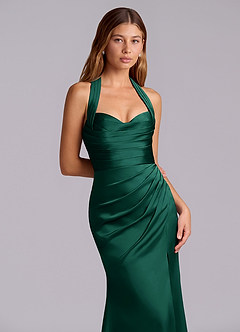 Azazie Destiny Bridesmaid Dresses Emerald Mermaid Sweetheart Neckline Stretch Satin Dress image5