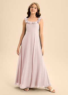 Azazie Callie Junior Blushing Pink A-Line Ruched Chiffon Dress image5
