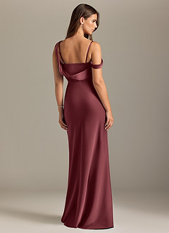 Azazie Madelyn Brautjungfernkleider Wandelbar Meerjungfrau-Linie Schulterfrei Stretch-Satin Kleid Merlot image2