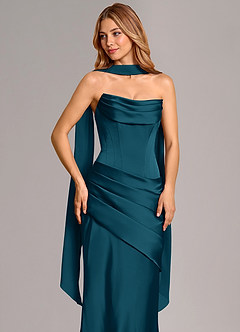 Azazie Pelagia Suknie dla druhen Syrena Gorset Satyna elastyczna Do ziemi Sukienka image5