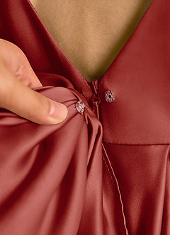 Azazie Cailee Flower Girl Dresses Terracotta Ball-Gown Pleated Matte Satin Dress image8