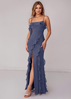 Azazie Malia Bridesmaid Dresses Stormy Sheath Ruched Chiffon Dress image4