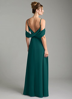 Azazie Mercedes Bridesmaid Dresses Peacock A-Line Off the Shoulder Chiffon Dress image2