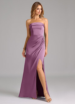 Azazie Aretha Brautjungfernkleider Wandelbar A-Linie Schulterfrei Stretch-Satin Kleid Blauregen image5